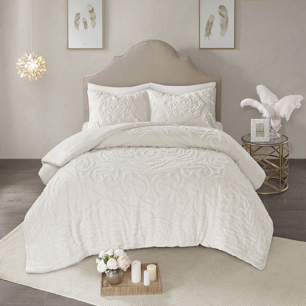 

Комплект хлопкового одеяла Madison Park Virginia из 3 предметов синели с медальоном, цвет Ivory