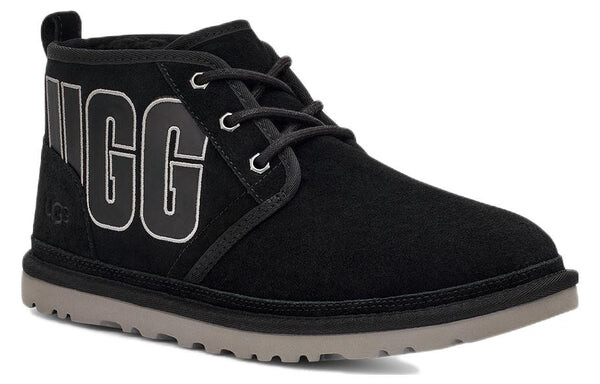 Зимние ботинки мужские Ugg кожаные на шнуровке, черный — фото 3