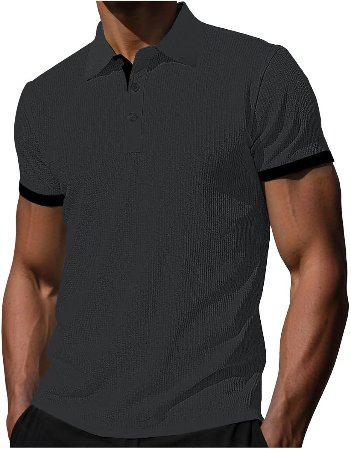 

Мужская поло с коротким рукавом, классическая рифленая