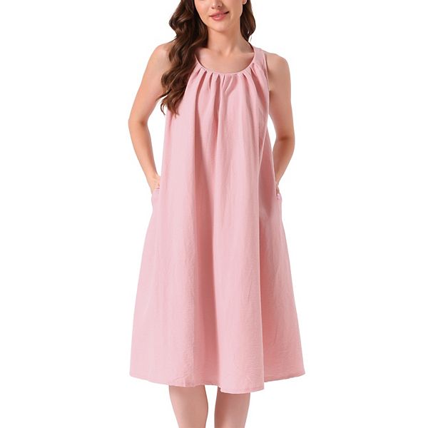 

Женская пижама-платье мягкая ночная сорочка миди без рукавов Inspire Chic, Pink