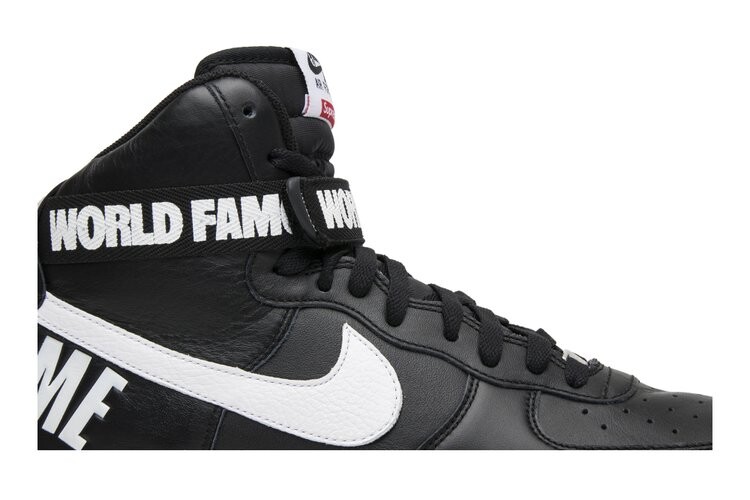 Кроссовки Nike Supreme x Air Force 1 High SP 'Black', черный — фото 2