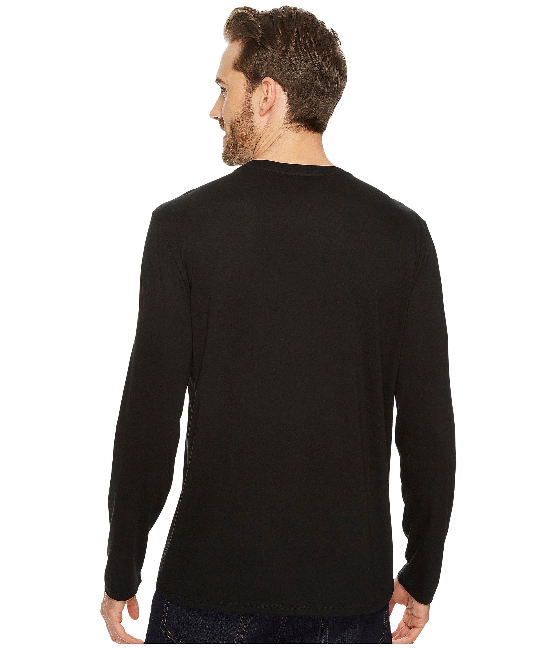 Футболка Lacoste Long Sleeve Pima Jersey Crew Neck T-Shirt, черный — фото 3