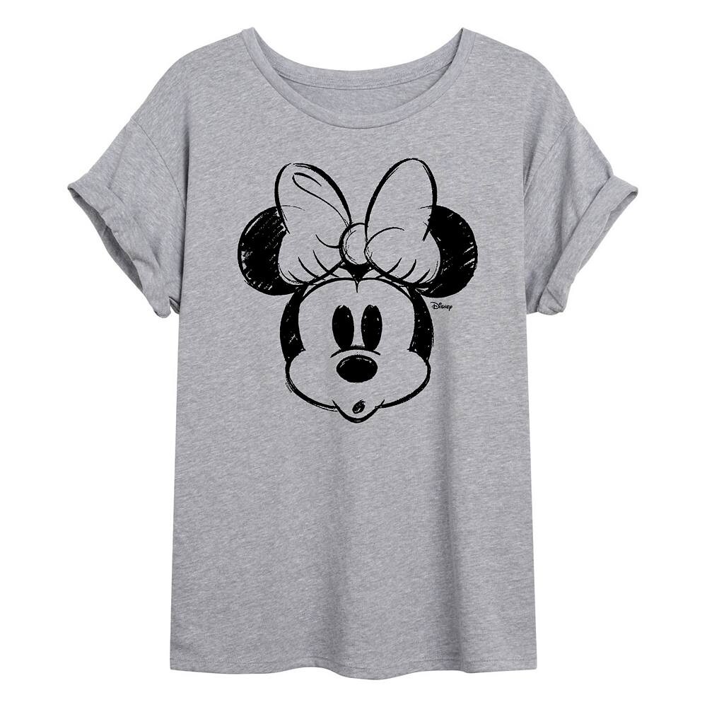

Струящаяся футболка Disney's Minnie Mouse Junior's Sketch Head, цвет Heather Gray