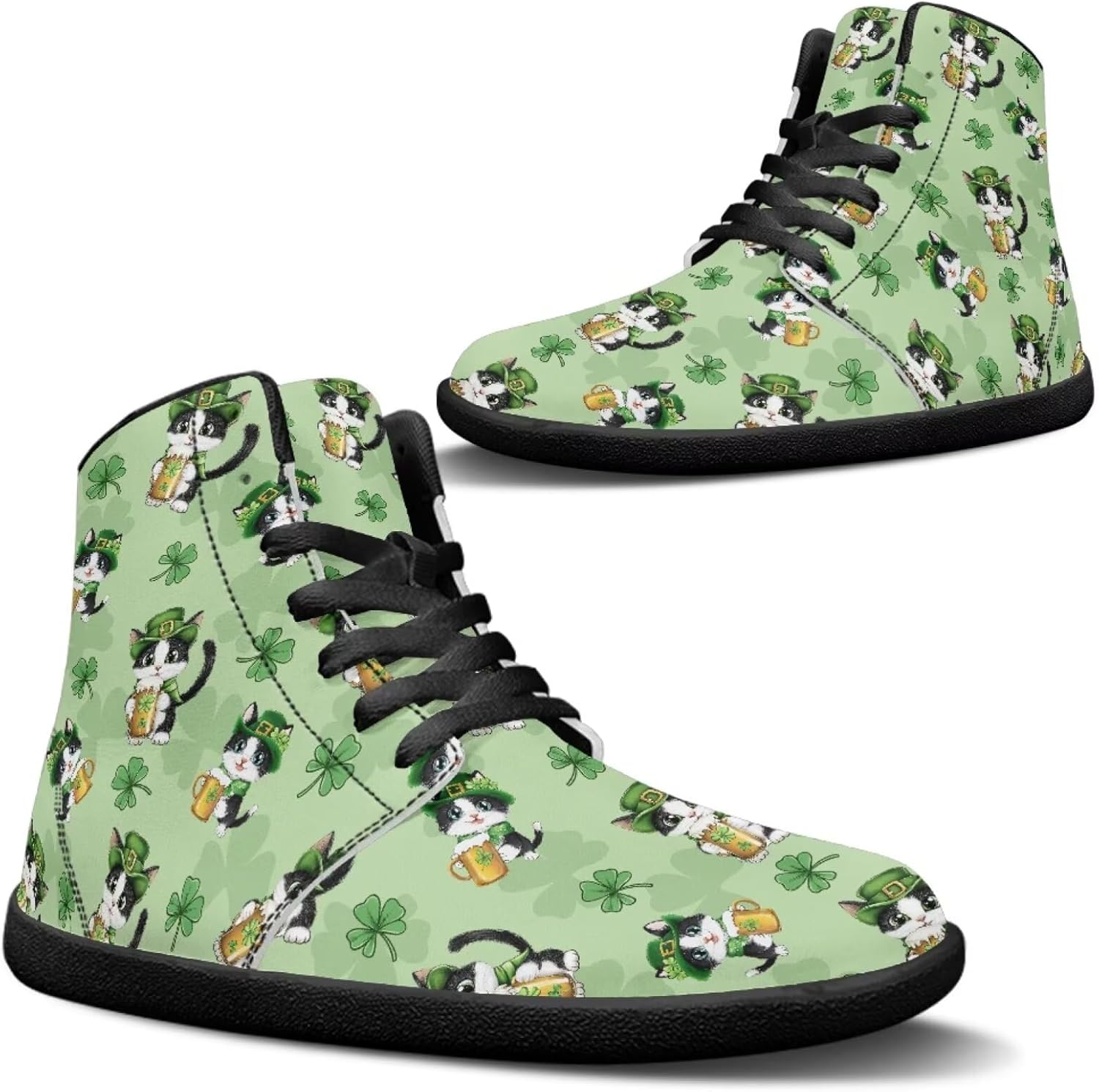 

Мужские высокие кеды Jeiento на День Святого Патрика, широкая модель, удобные повседневные ходовые туфли, St. Patrick's Day Kitty