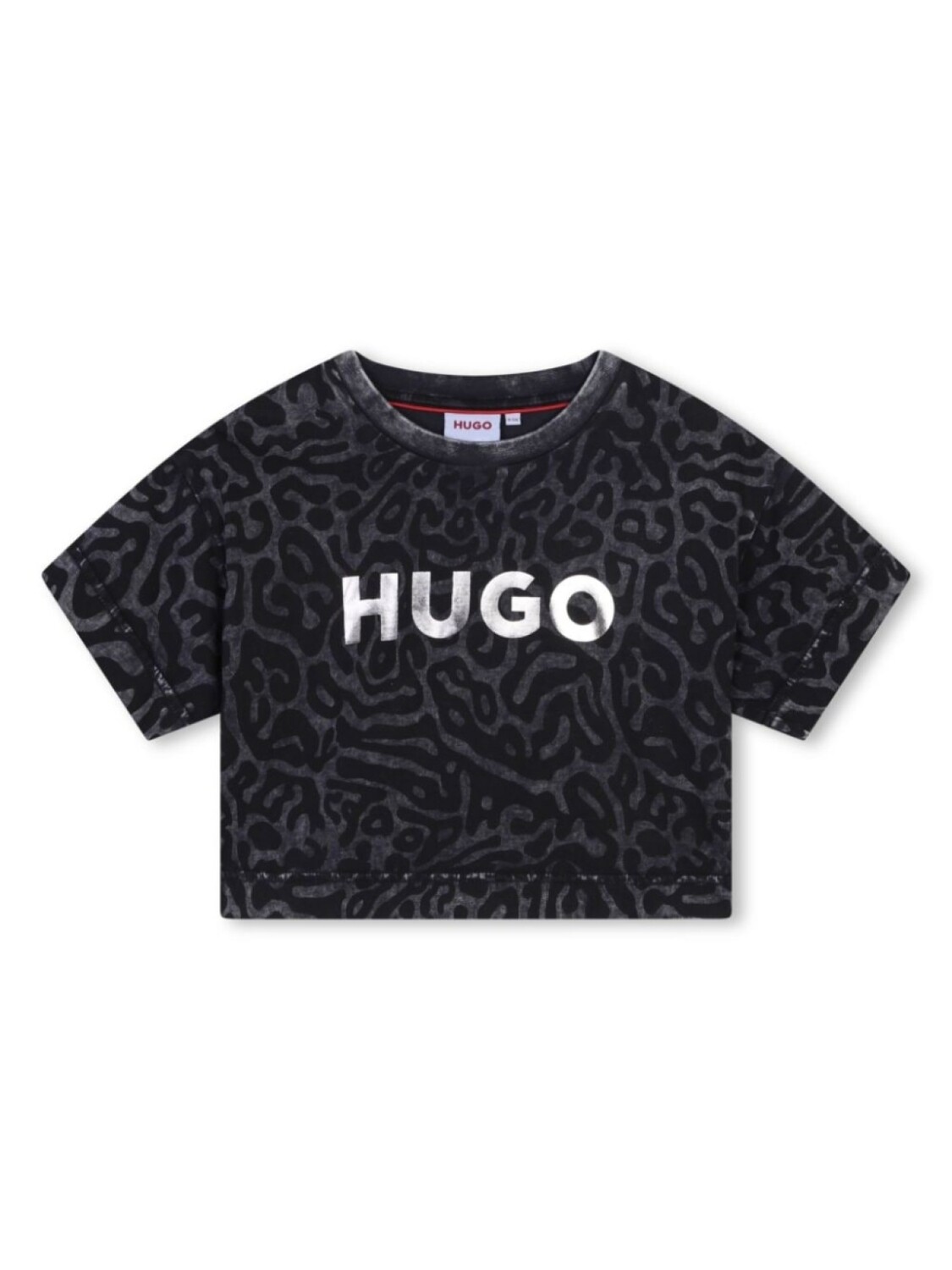 

HUGO KIDS укороченная футболка с логотипом, черный