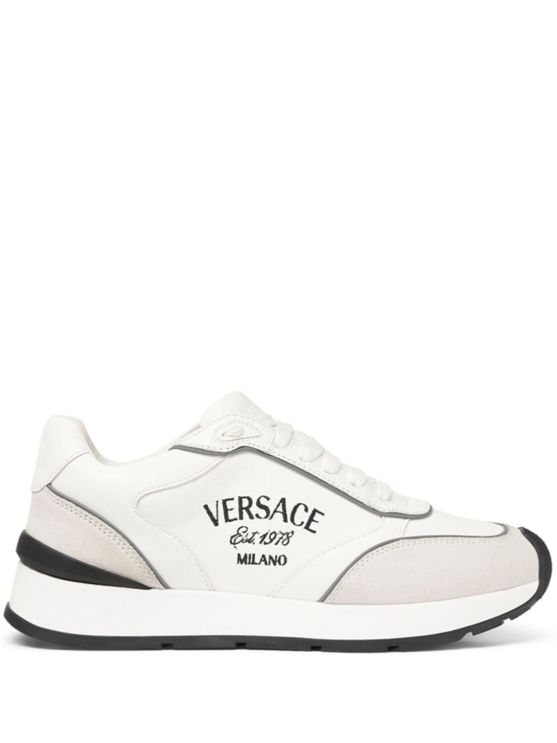 

Versace кроссовки со вставками и вышитым логотипом, белый