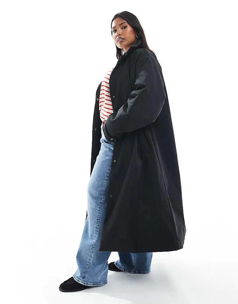 

Удлиненная стеганая куртка ASOS DESIGN Curve черного цвета