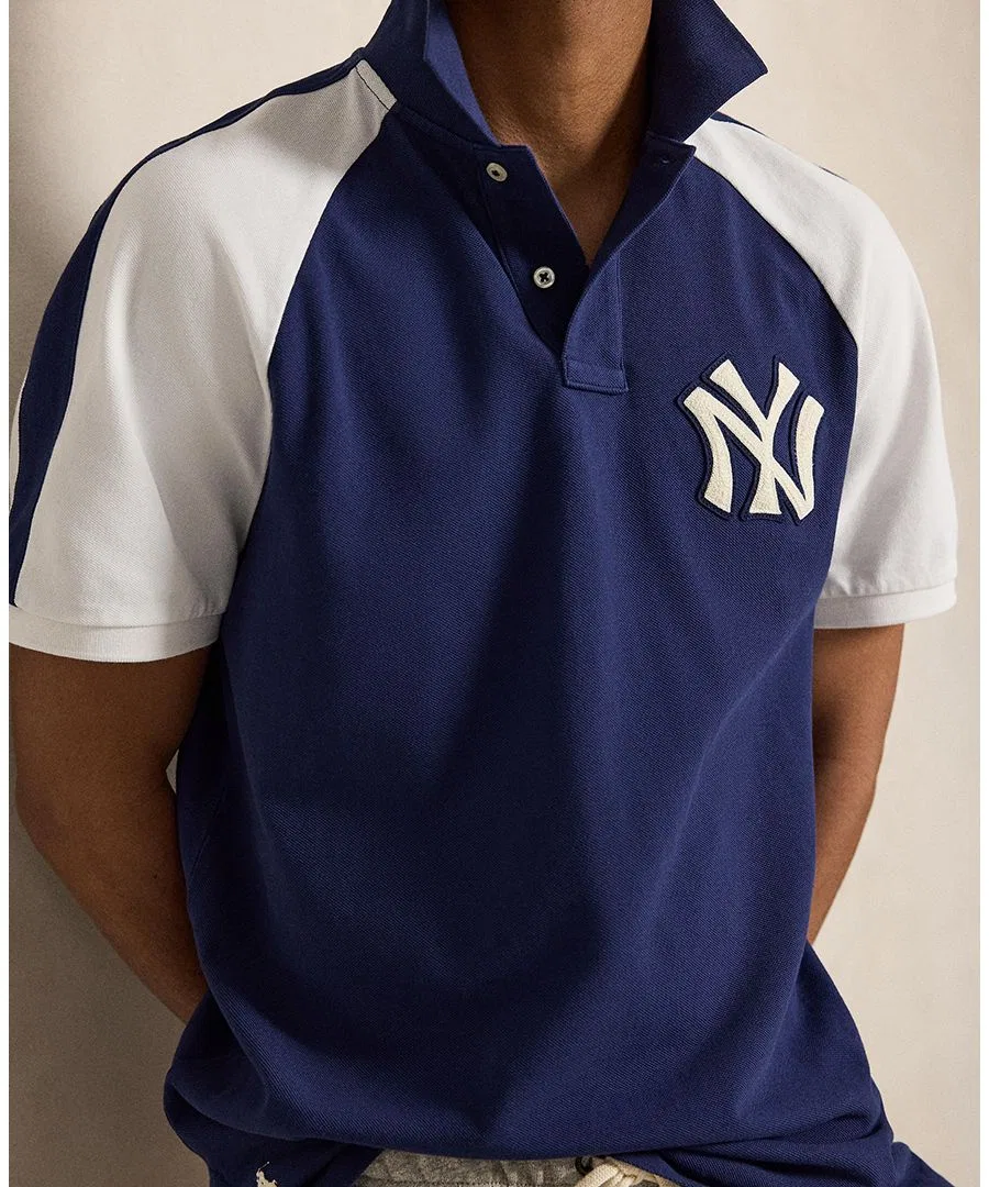 Мужская поло-рубашка с коротким рукавом реглан Polo Ralph Lauren, Dark Cobalt/Deckwash White — фото 3
