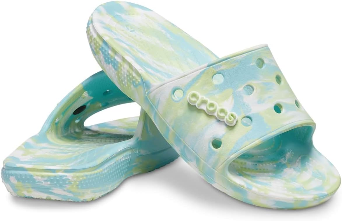Унисекс сандалии Crocs Classic Slide для взрослых, Pure Water/Multi Marbled Tie-dye — фото 2