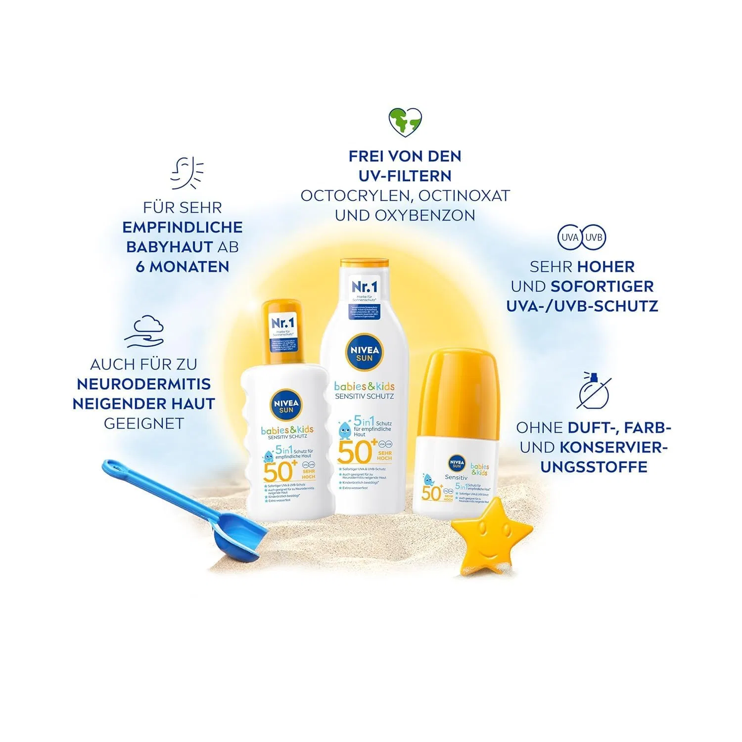 Детский солнцезащитный крем-ролик SPF 50+ «Babies & Kids Sensitive» от NIVEA SUN Nivea — фото 2