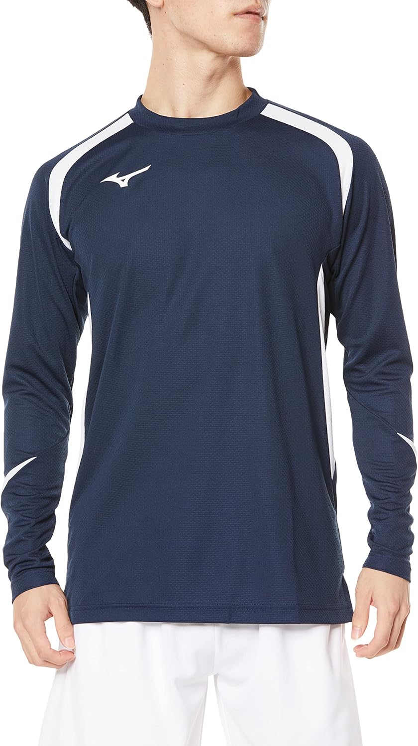 

Волейбольная толстовка Mizuno V2MA2123, игровая толстовка, с длинным рукавом, влагоотводящая, быстросохнущая, доступна в детском варианте, темно-синий/белый