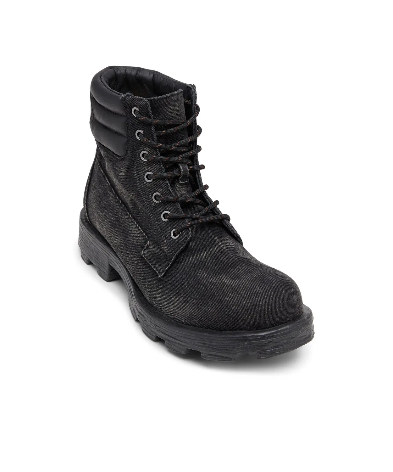 Ботинки мужские D-HAMMER LACE UP DIESEL на шнуровке, короткие, из хлопка и кожи, черные — фото 4