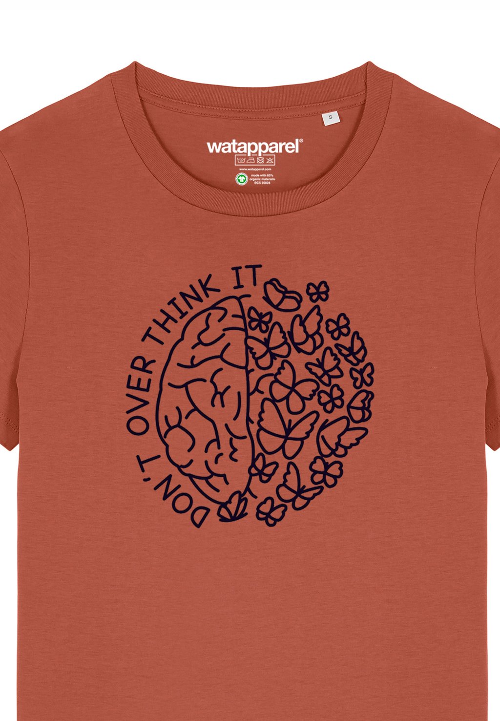 

Футболка с принтом DON T OVERTHINK IT watapparel, коричневый