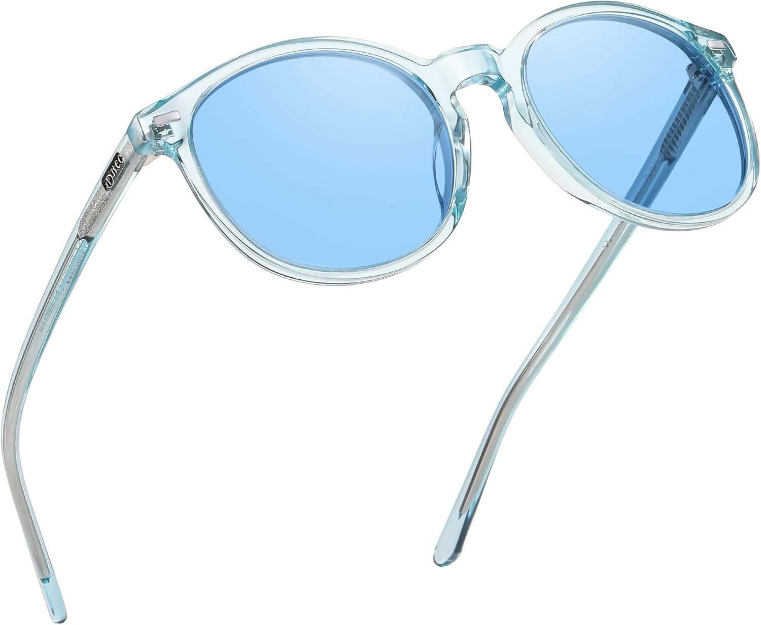 

Женские поляризованные солнцезащитные очки DUCO, ретро-круглые женские солнцезащитные очки, классический винтаж, защита от УФ-излучения UV400, модель DC1230, Transparent Blue Frame Blue Lens