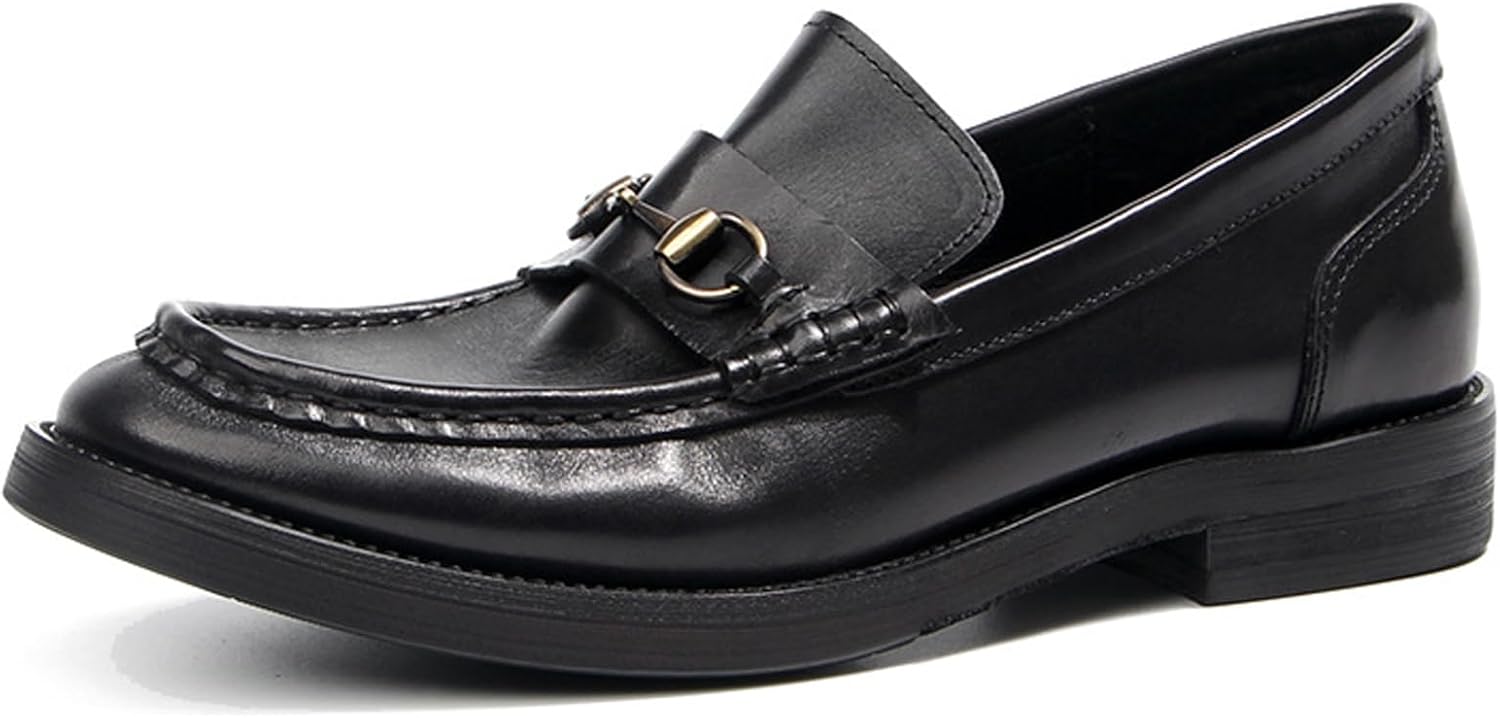 

Мужские лоферы WinDhana - Лоферы из натуральной кожи с металлической пряжкой, Классические туфли с полированной металлической отделкой для официального стиля 1107-15, черный