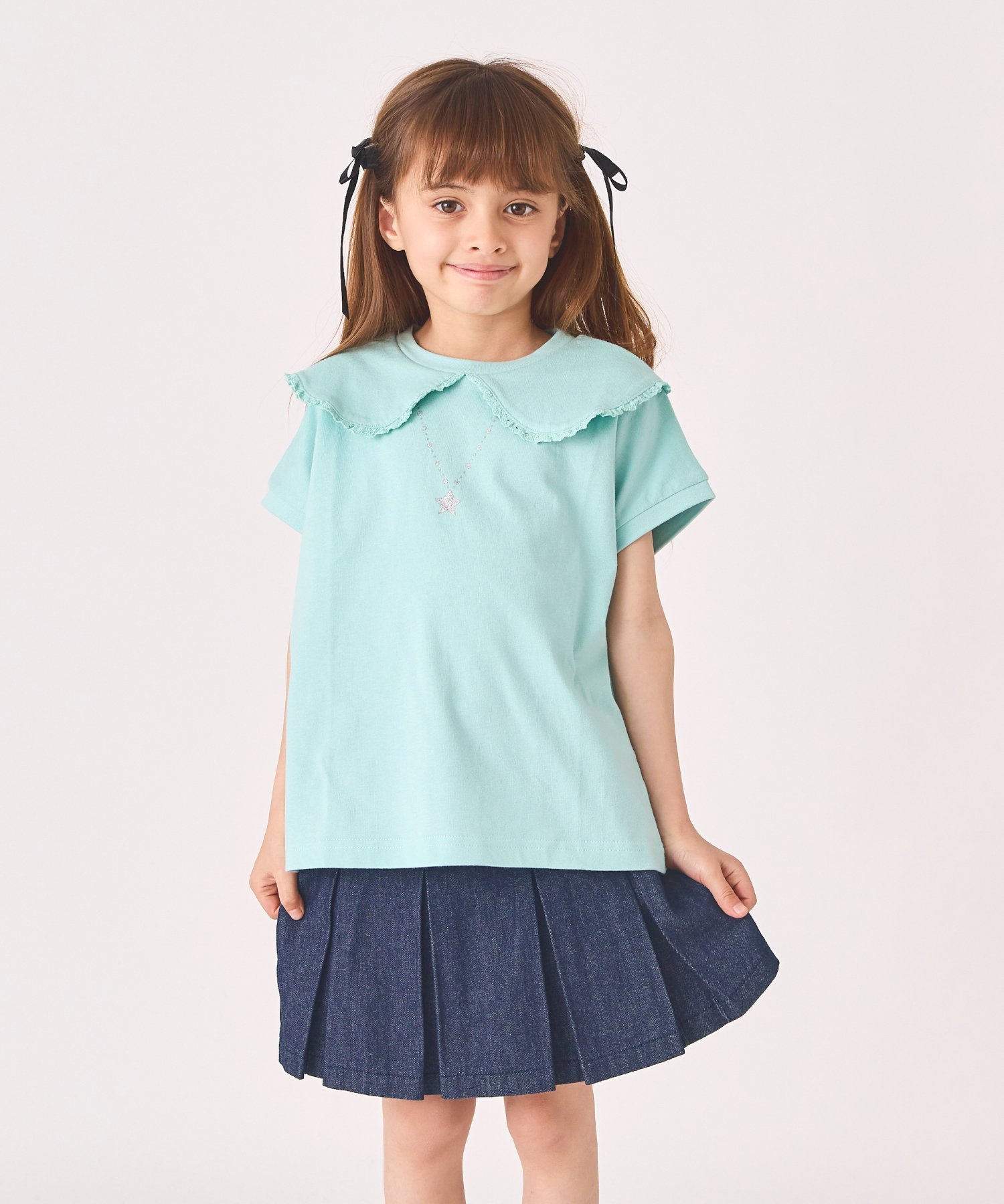 Футболка с воротником-рюшами Ever Closet, Dusty Mint