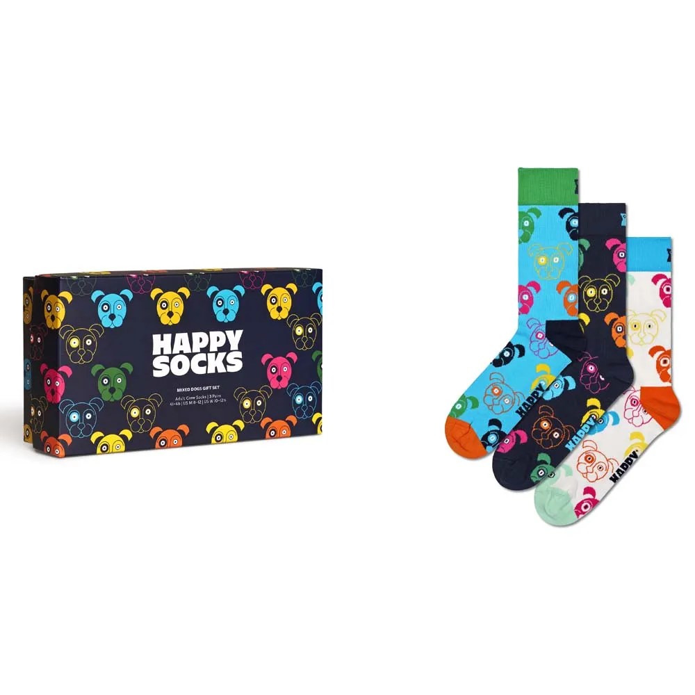 

Носки 3 шт Happy Socks Mixed dog gift set crew, разноцветный