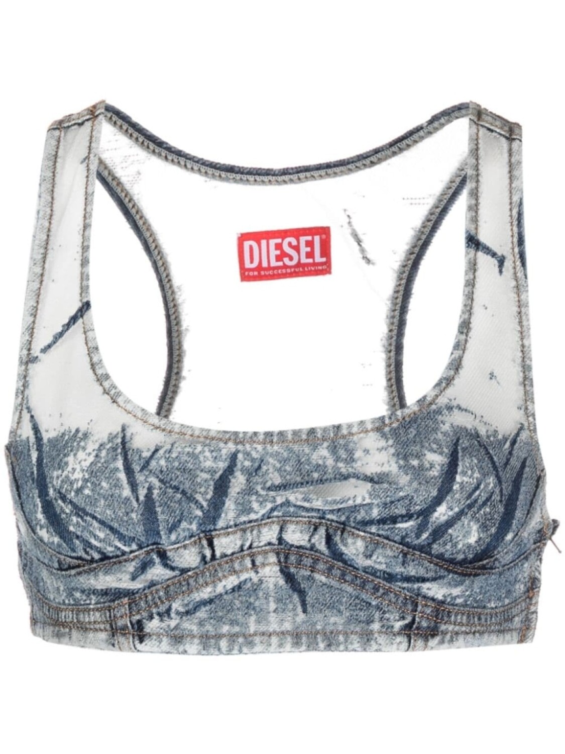 

Diesel джинсовый топ в технике пэчворк, синий