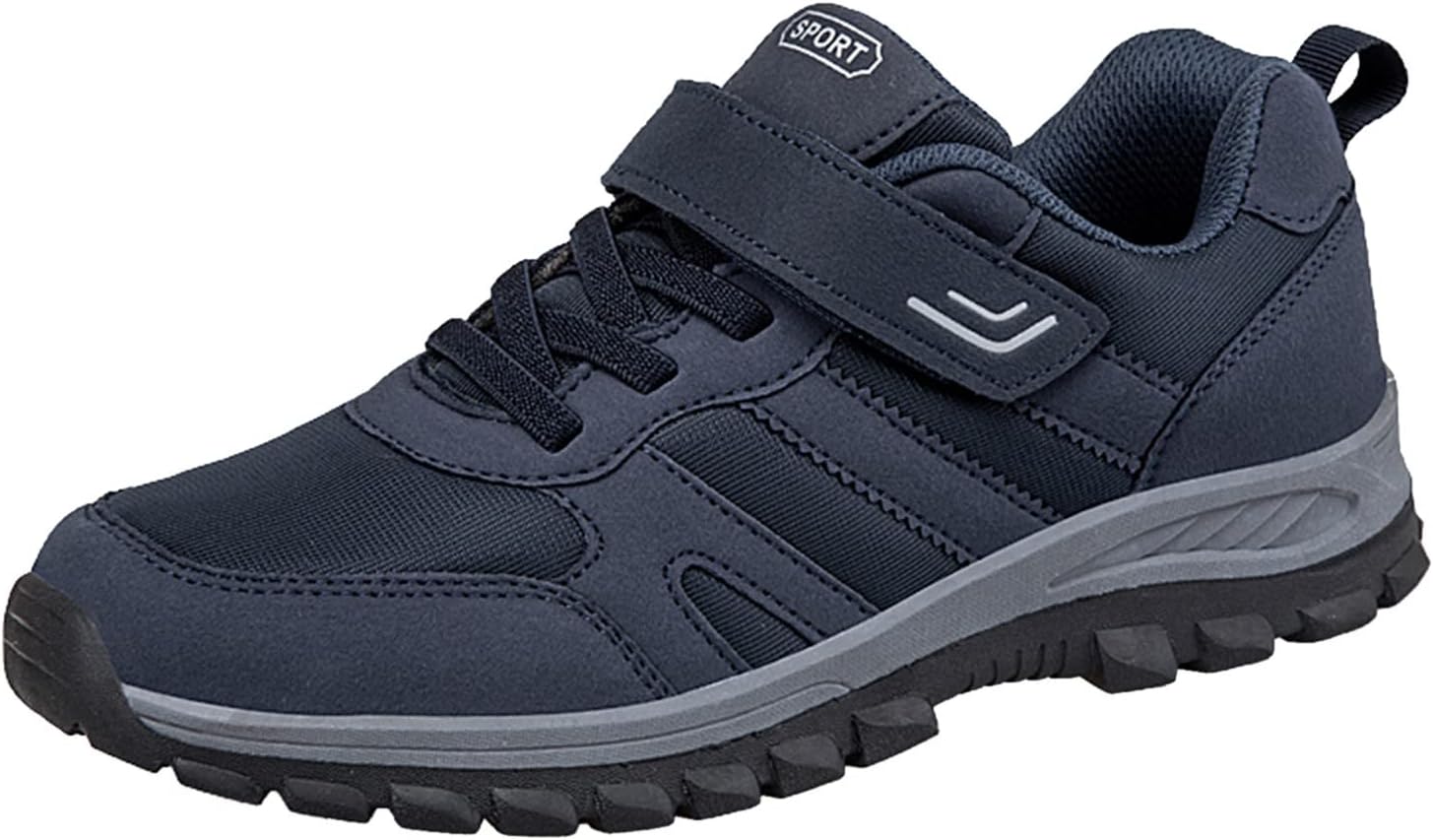 

Мужские слипоны для ходьбы с комфортной подошвой из пены с эффектом памяти, легкие дышащие кроссовки для походов, модные кроссовки с шнуровкой, нескользящие, для дома и улицы, для тренировок и тенниса, широкий размер Generic, темно-синий