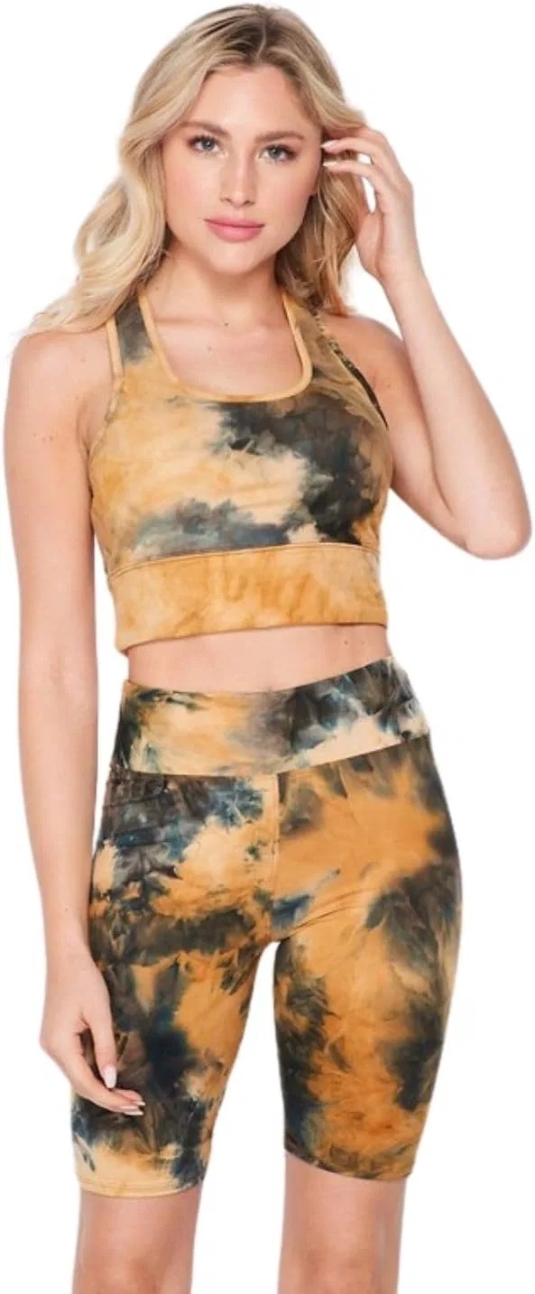 Спортивный комплект топ и шорты Tie-Dye, Mauve