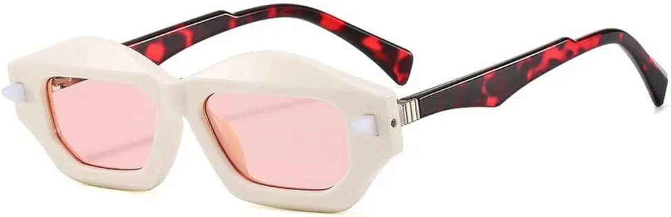 

Модные ретро-солнцезащитные очки с цветочным рисунком, неправильной квадратной формы, для женщин и мужчин, сексуальные винтажные солнцезащитные очки MTZJH, Beige Pink