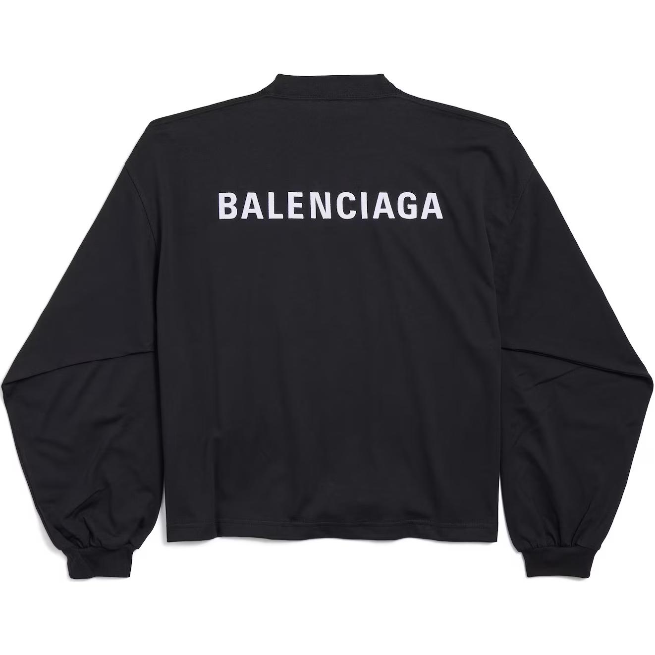 Футболка с длинным рукавом с вышитым логотипом Balenciaga, черный — фото 4