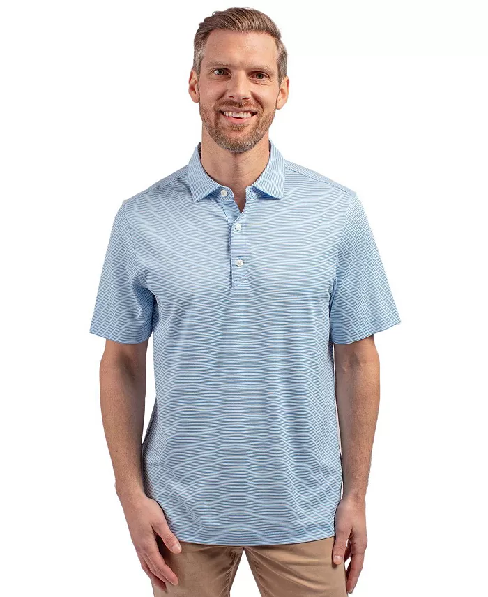 

Футболка-поло мужская Forge Eco Double Stripe Stretch из переработанного материала Cutter & Buck, синий