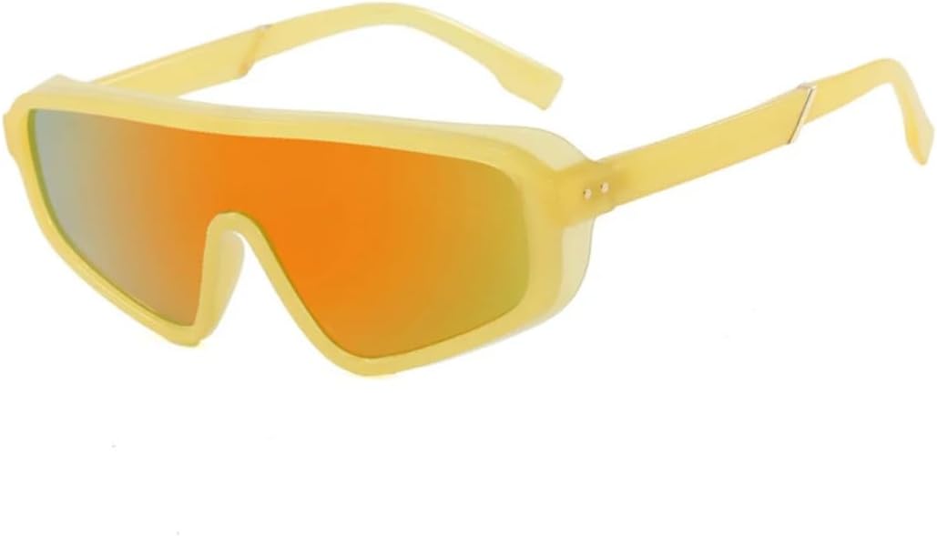 

Мужские солнцезащитные очки в массивной оправе-щитке, роскошные цельные очки в стиле панк, женские модные очки-маска с защитой от УФ-излучения UV400 VVTWSSW, Yellow Orange