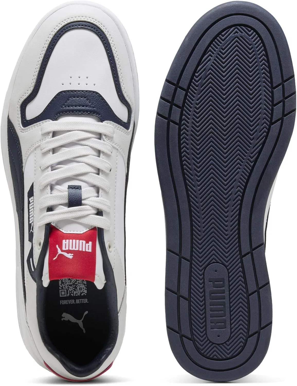 Кроссовки Puma Unisex Court Classic Street Trainers, Puma White Puma Navy Feather Grey — фото 4