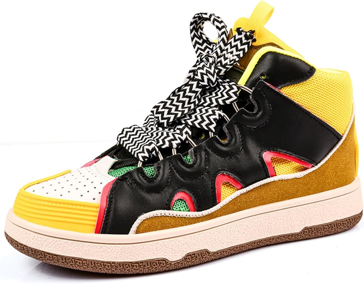 

Мужские высокие кроссовки с дышащей тканью, модные, с амортизирующей подошвой для уличного стиля и повседневного спорта Zhoupulp, желтый