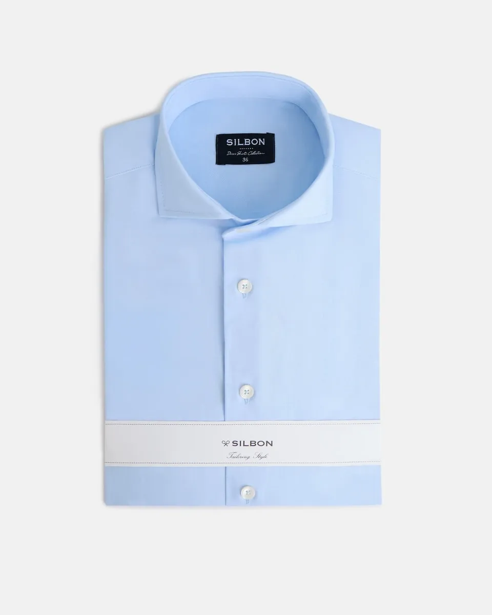 

Мужская однотонная синяя рубашка Silbon, небесно-голубой