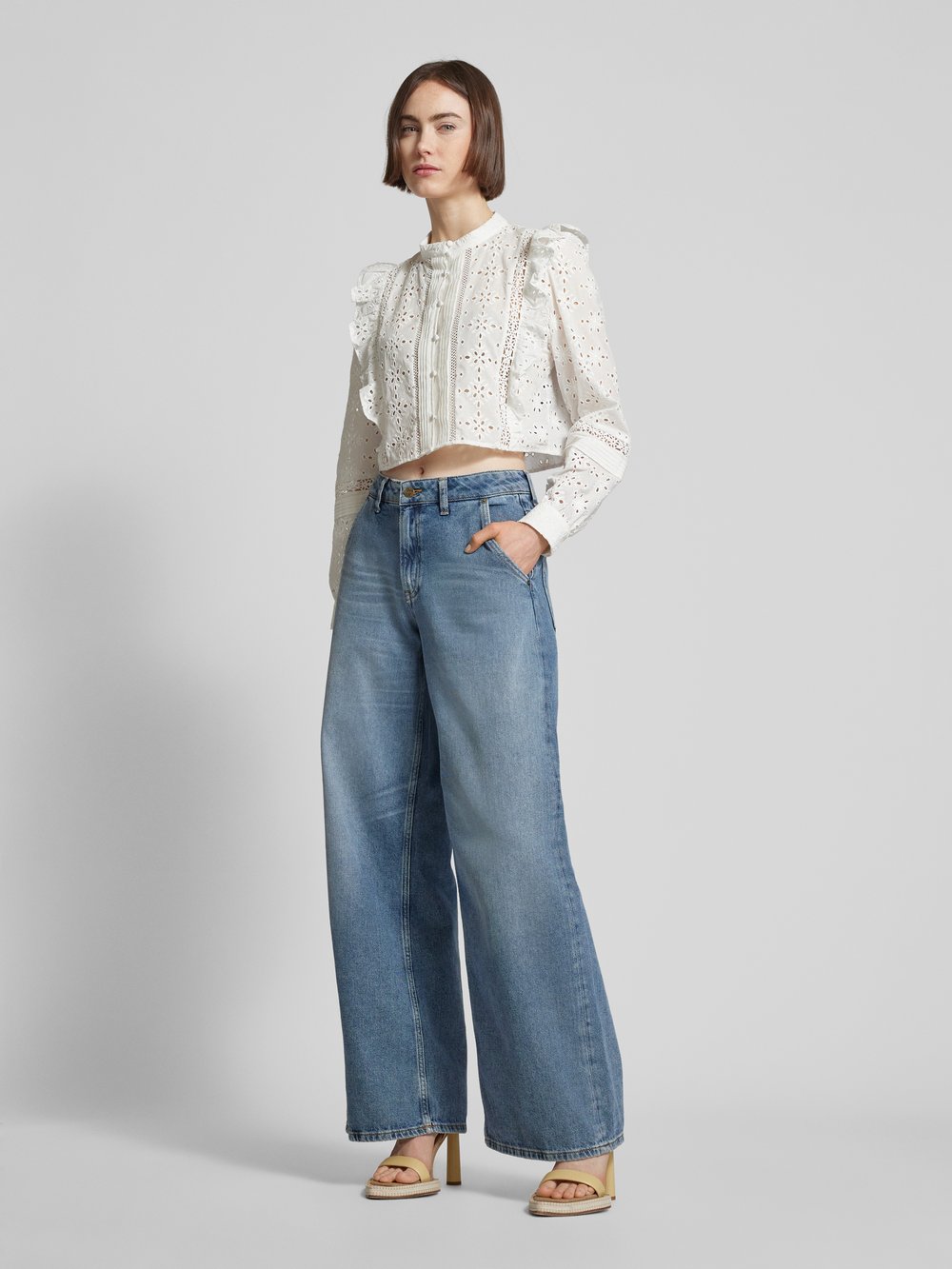 

Укороченная блузка с ажурной вышивкой THE KOOPLES, белый