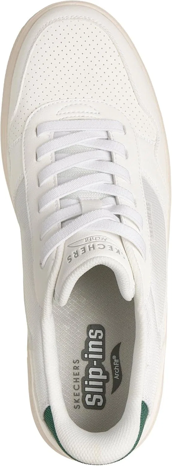 Мужские удобные туфли Skechers Arch Fit Court Break, Duraleather White Jersey — фото 3