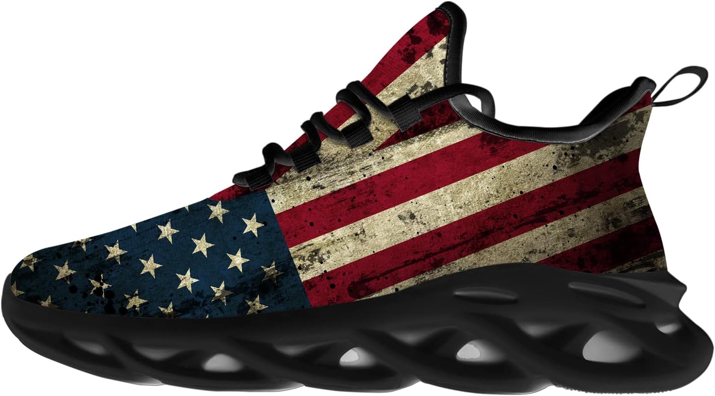 

Кроссовки с американским флагом для мужчин и женщин, для бега по дороге, нескользящие, для ходьбы и тенниса, кросс-тренеры, обувь ко Дню независимости США, подарок для него и для нее Ciadoon, Multicolor