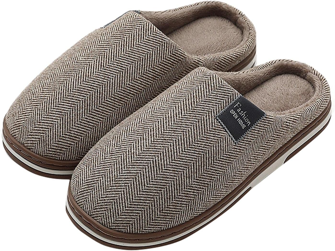 

Тапочки Hbeylia для женщин и мужчин, унисекс, зимние, теплые, плюшевые, с закрытым носком, удобные домашние тапочки на резиновой подошве, противоскользящие, с платформой и подошвой из пены с эффектом памяти, Coffee