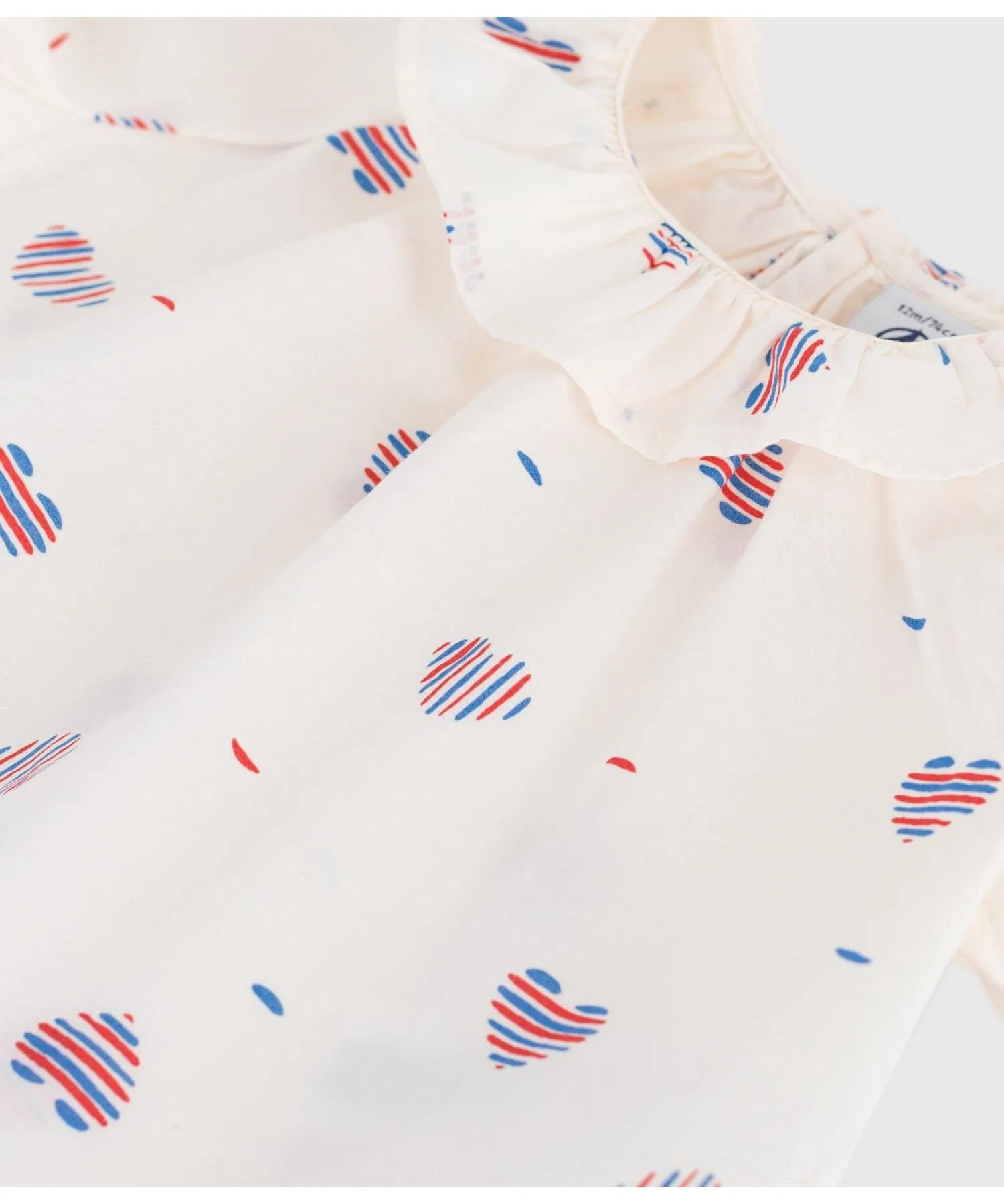 Детская футболка с триколорным сердечным принтом PETIT BATEAU белая — фото 3