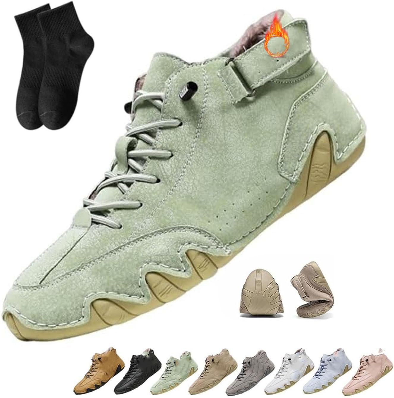 

Мужские ручные премиальные кожаные слипоны для вождения NoworFewer, водонепроницаемые и дышащие, ортопедическая обувь, зимние ботинки с флисом, теплые снежные сапоги, удобные прогулочные кроссовки, зеленый