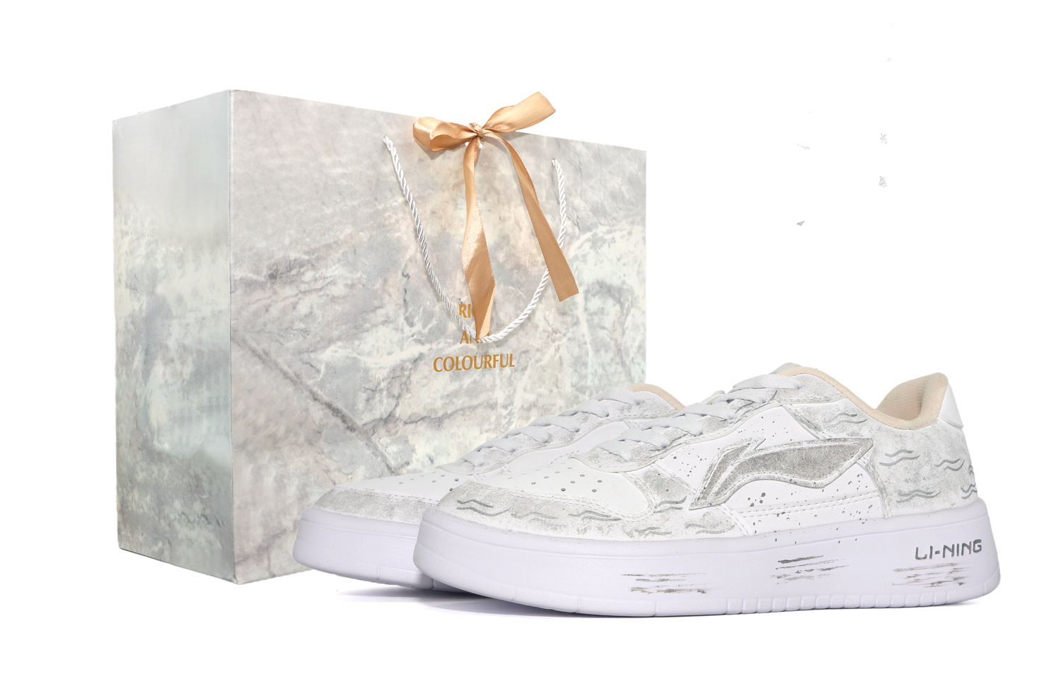 

Li Ning Floating Boat устойчивые к истиранию амортизирующие низкие кроссовки для скейтбординга Unisex Li-Ning, белый серый