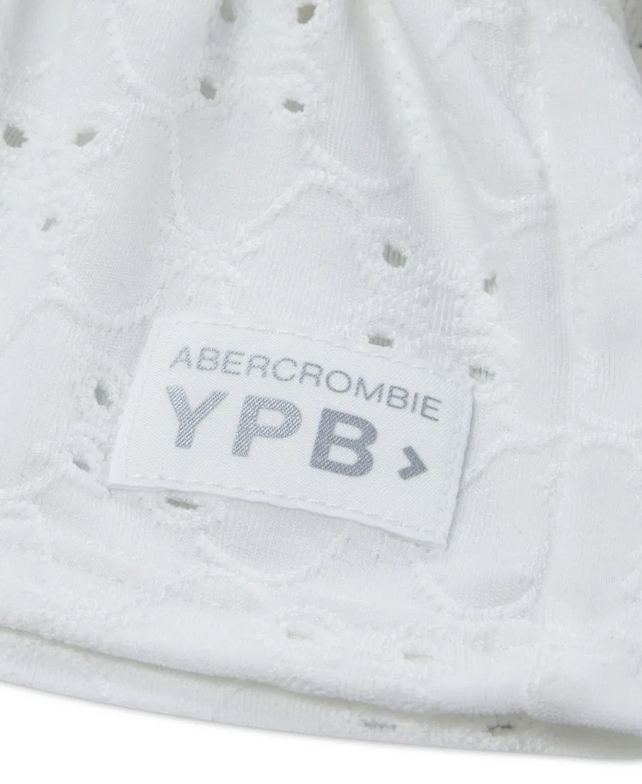 Детское мини-платье YPB с перфорацией на одно плечо Abercrombie Kids, белый — фото 3
