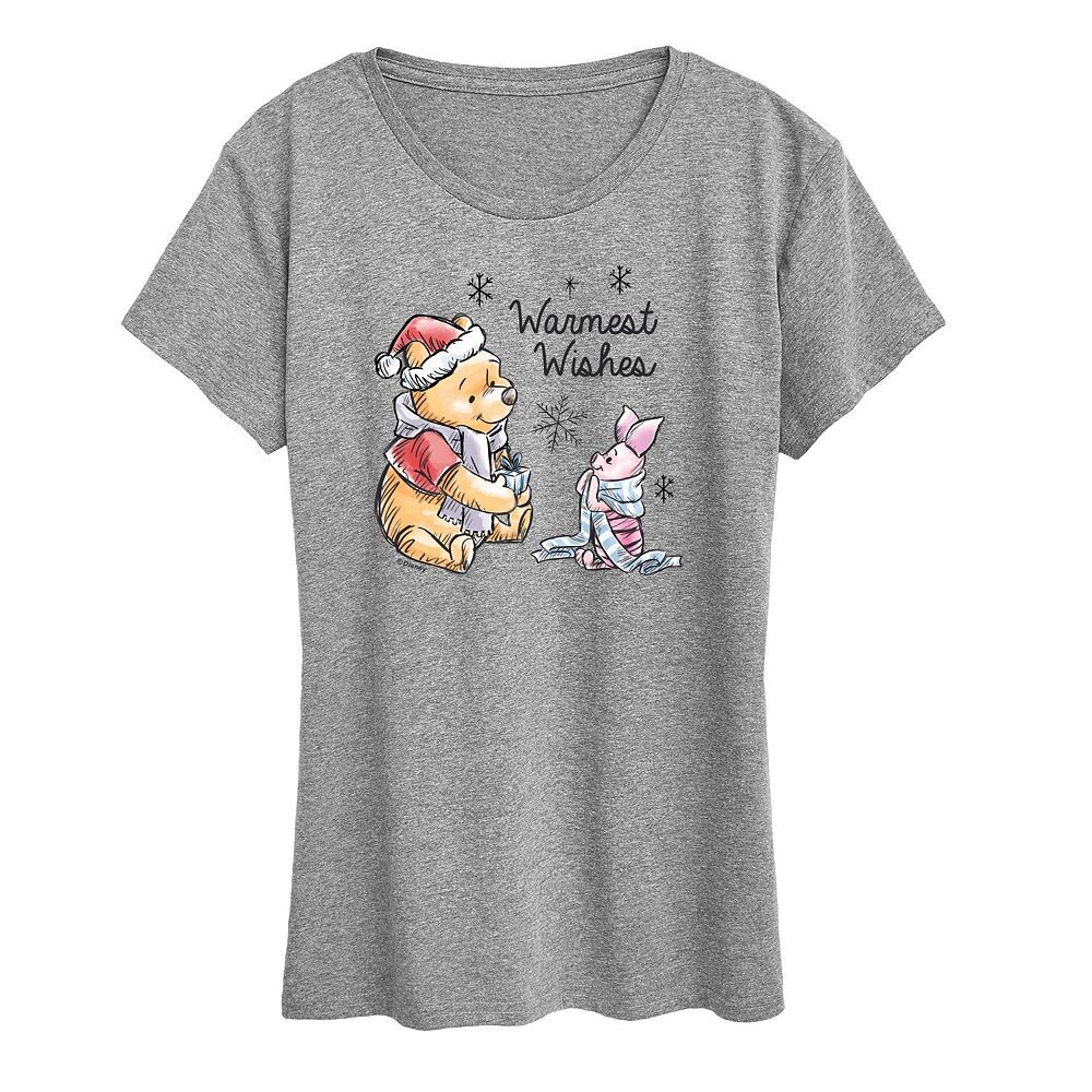 

Женская футболка Disney's Winnie The Pooh Piglet & Pooh с рисунком «Самые теплые пожелания», цвет Heather Gray