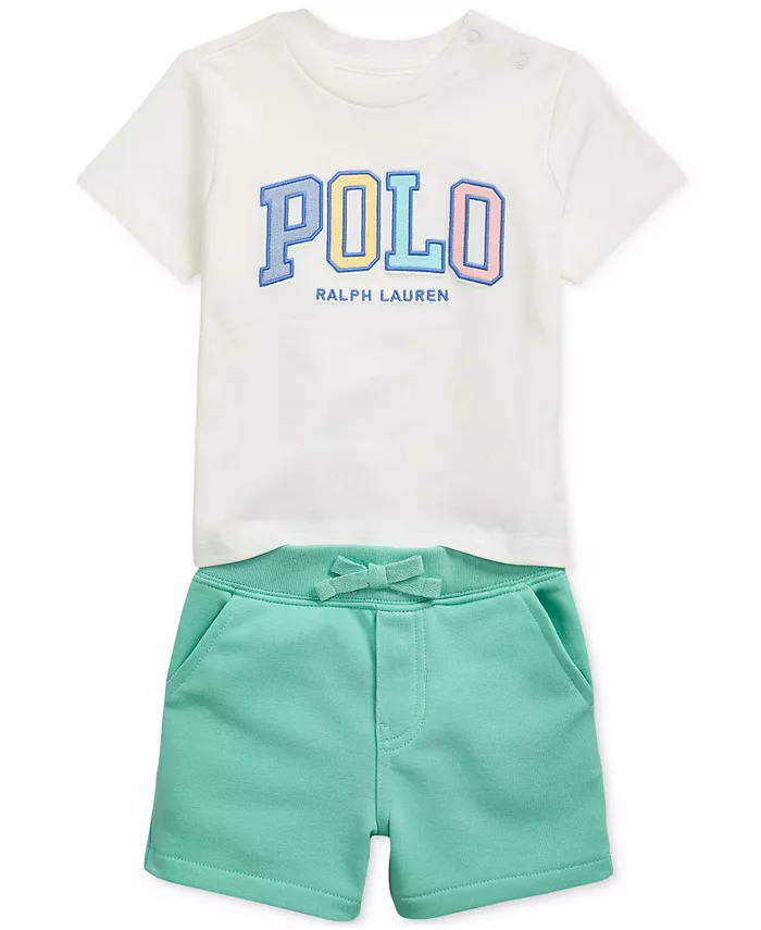 

Детский комплект для мальчиков: футболка с логотипом и шорты Polo Ralph Lauren, белый