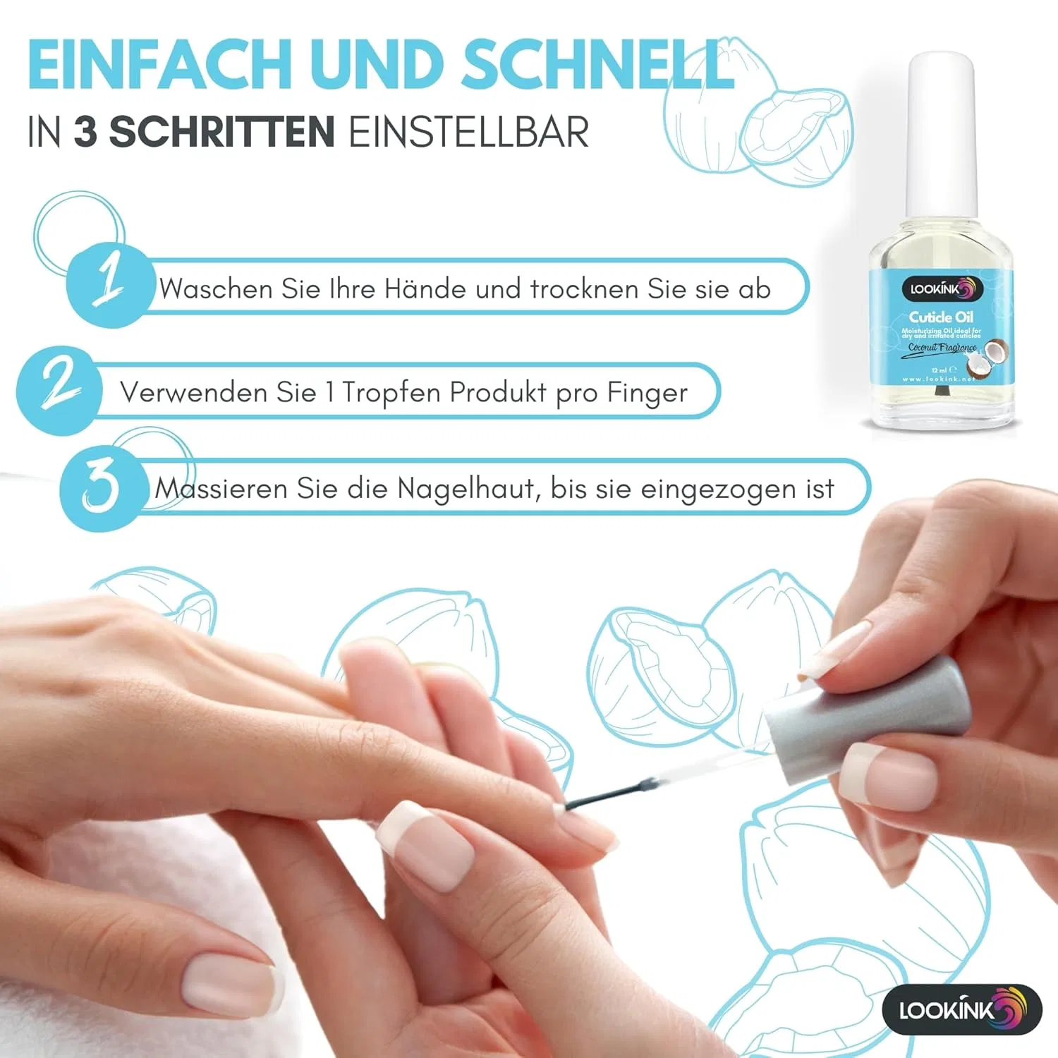 Профессиональное масло для кутикулы с ароматом кокоса Lookink Lookink, Coconut — фото 3