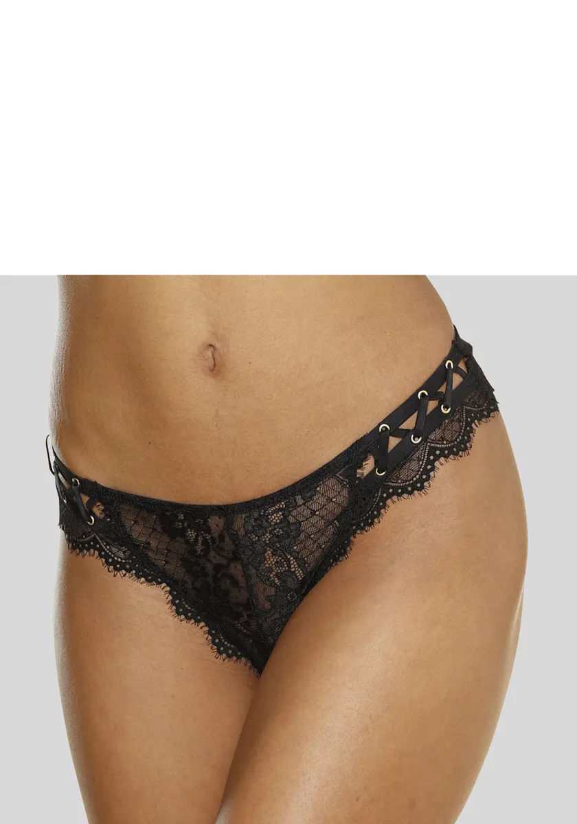 

Золотые стринги Petite Fleur из прозрачного кружева Petite Fleur Gold, черный