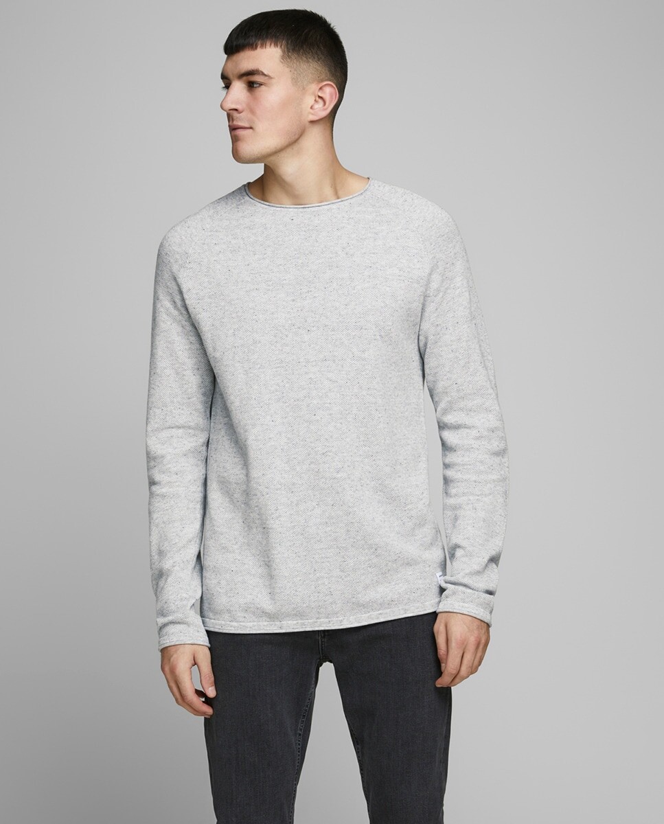 

Светло-серый мужской свитер с круглым вырезом Jack & Jones, светло-серый