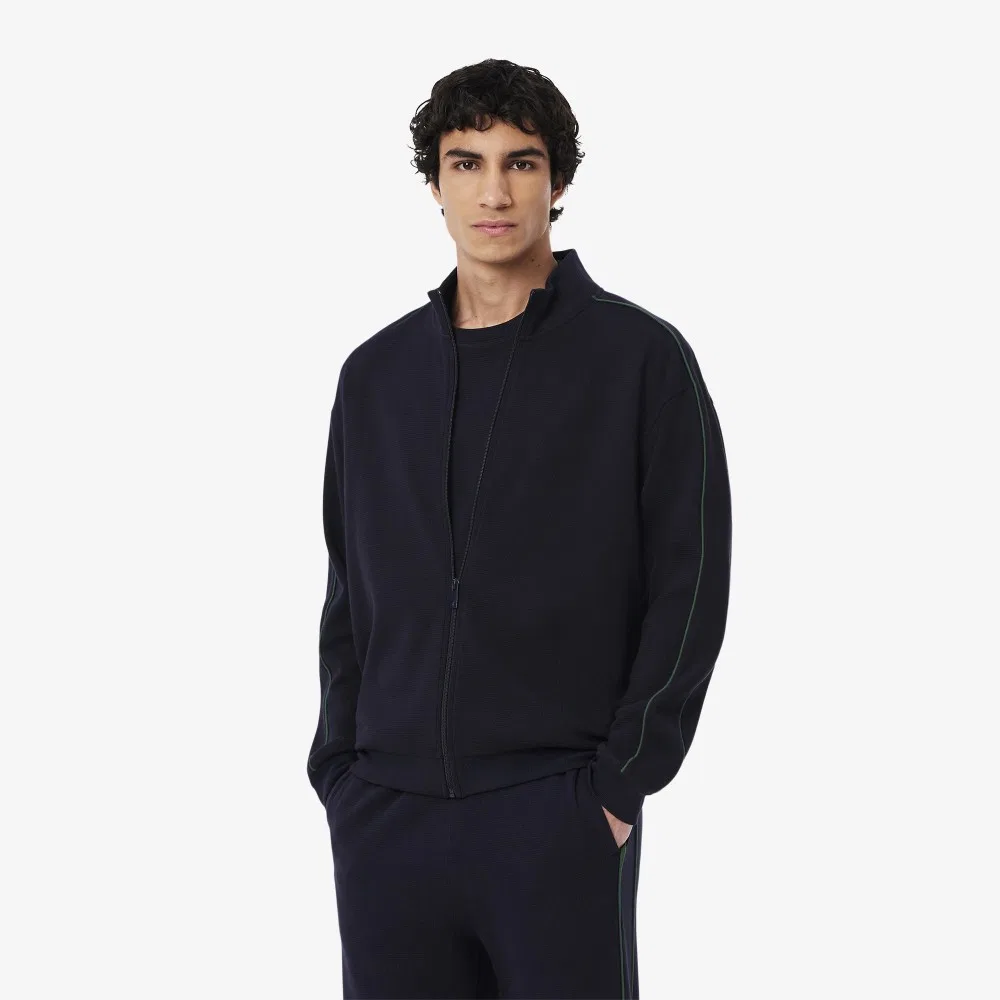 Мужской домашний свитшот Lacoste с высоким воротником, тёмно-синий