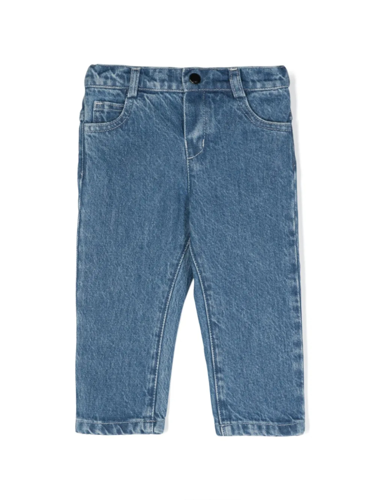 

Прямые джинсы с вышитым логотипом Fendi Kids, синий