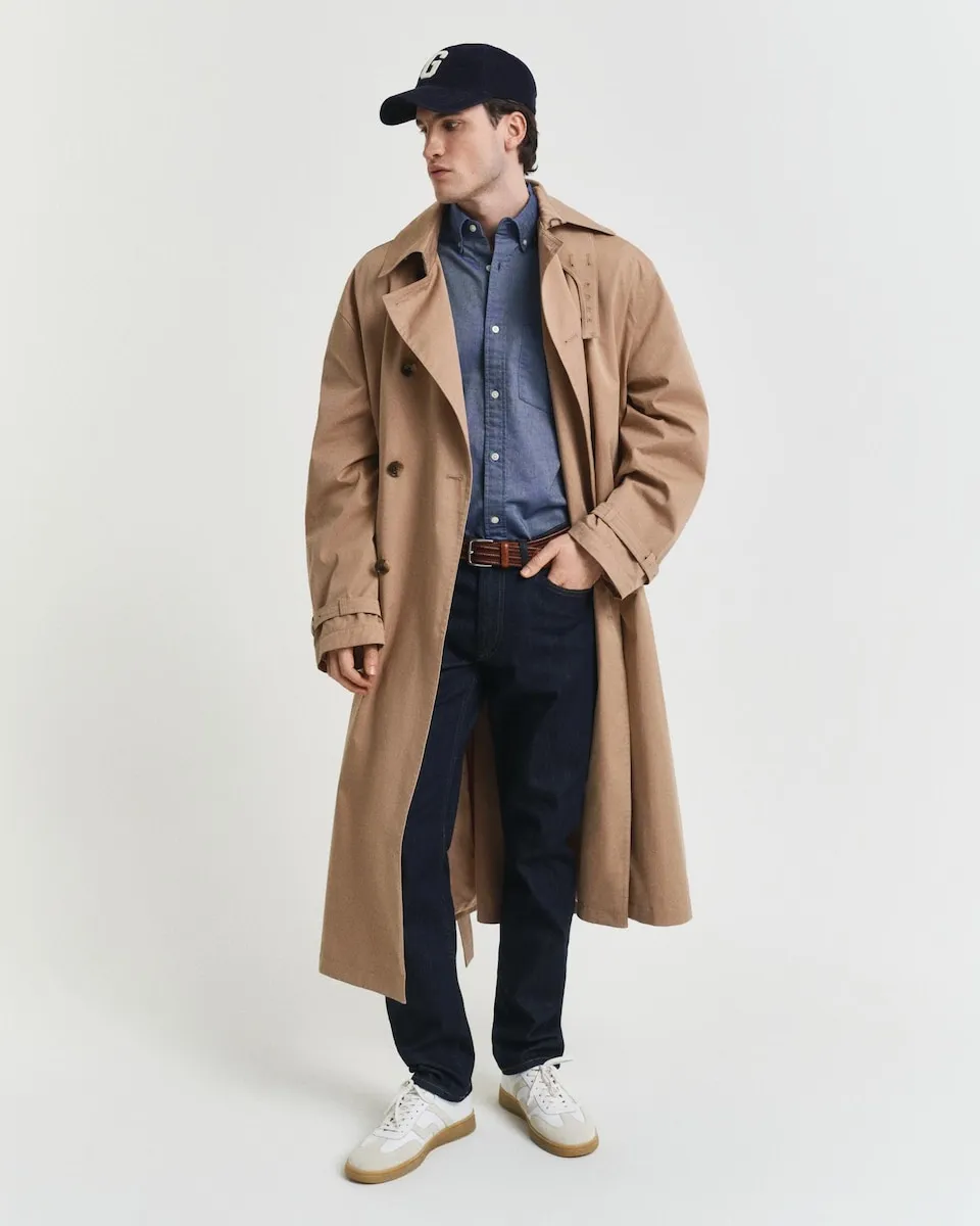 

Мужская рубашка Оксфорд с длинными рукавами и стандартным кроем, однотонная Gant, синий