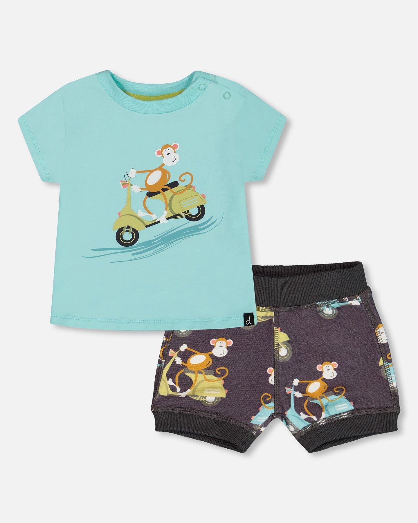 

Комплект из двух частей: топ и шорты Monkey On Navy и бирюзовый мопед Deux par Deux