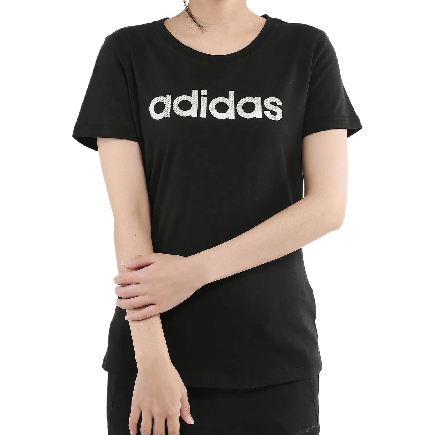 Футболка женская Black с круглым вырезом, прямой крой Adidas — фото 3