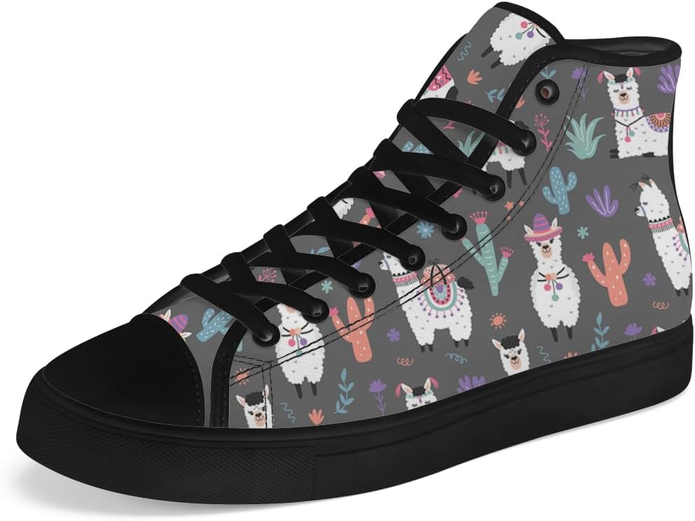 

Высокие парусиновые кроссовки с изображением ламы для мужчин и женщин Chebing, серый